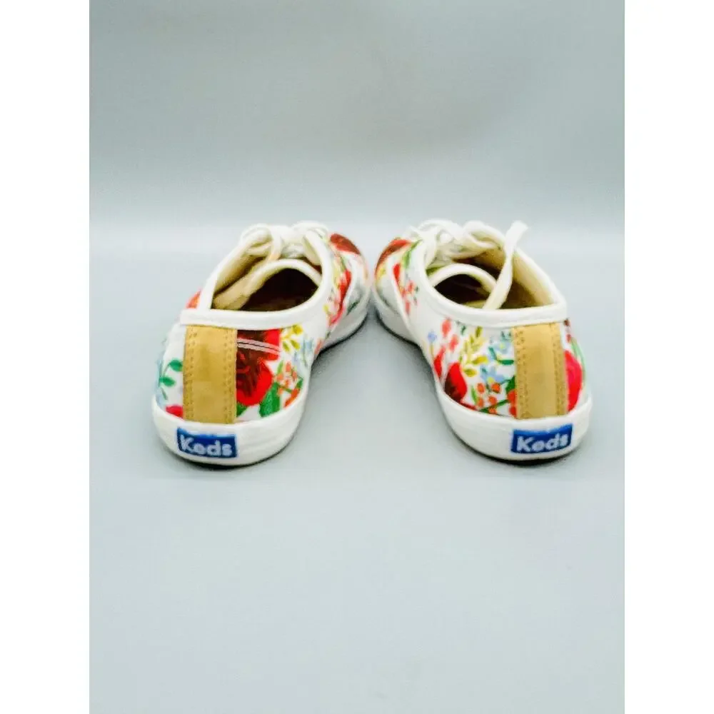Keds Shoes Womens 6 White Floral Canvas Champion Classic Lace Up Sneakers Casual